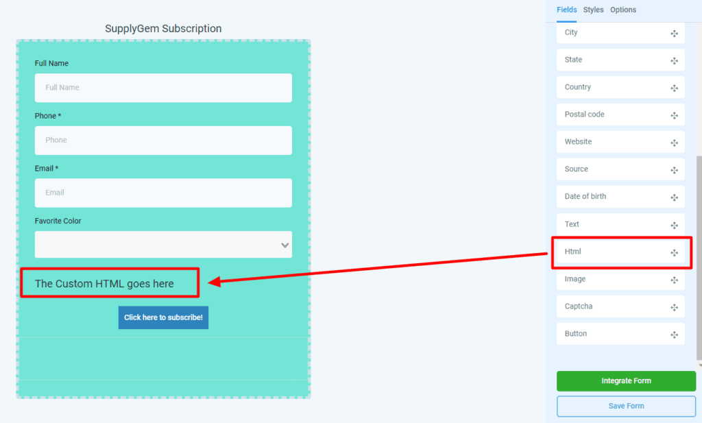 HTML code lines