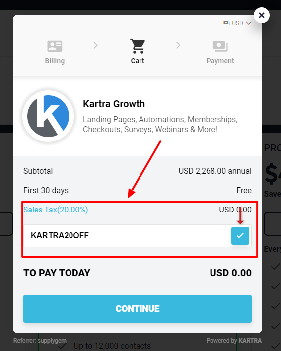 When you sign up for Kartra