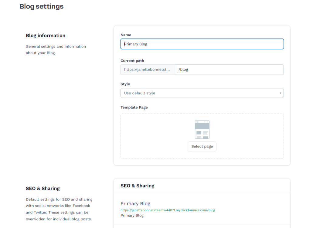 URL of your blog