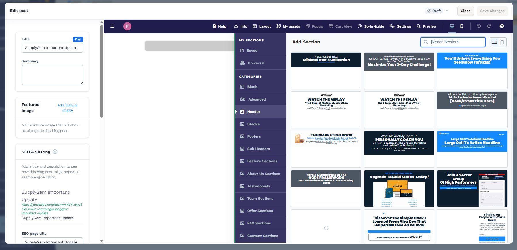 Detailed Page Builder