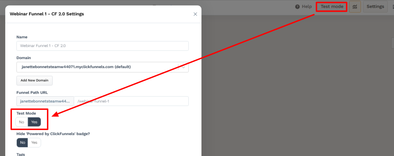 Settings button