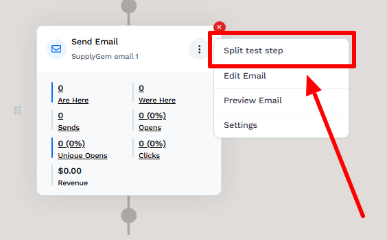 Split test step