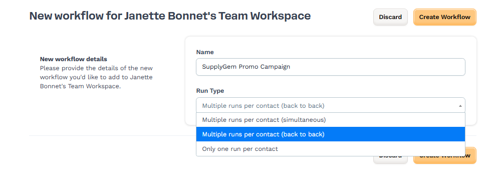 Multiple runs per contact