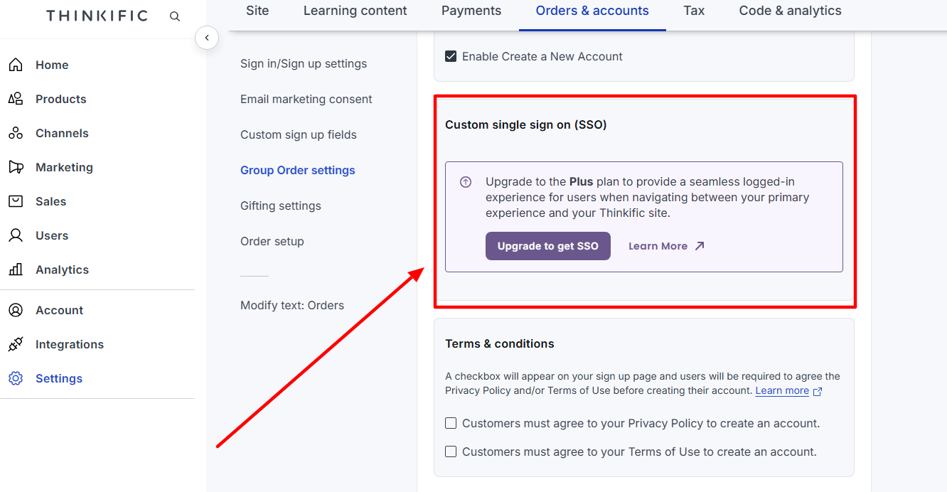 5. Use Single Sign-On for WordPress and Thinkific