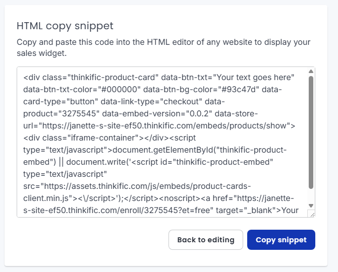 generate the code snippet