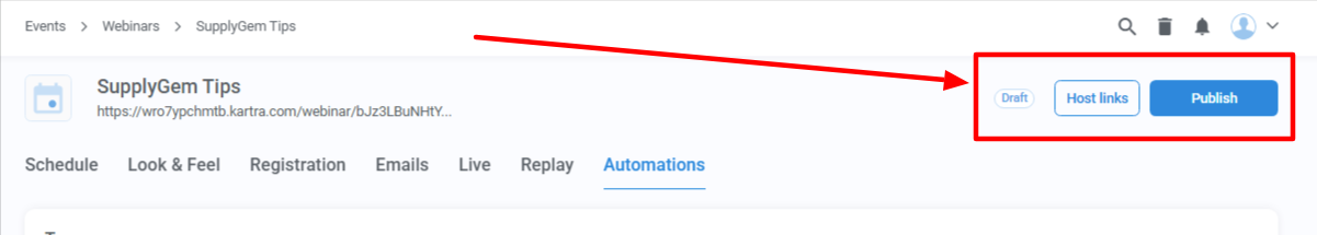 Publish button.