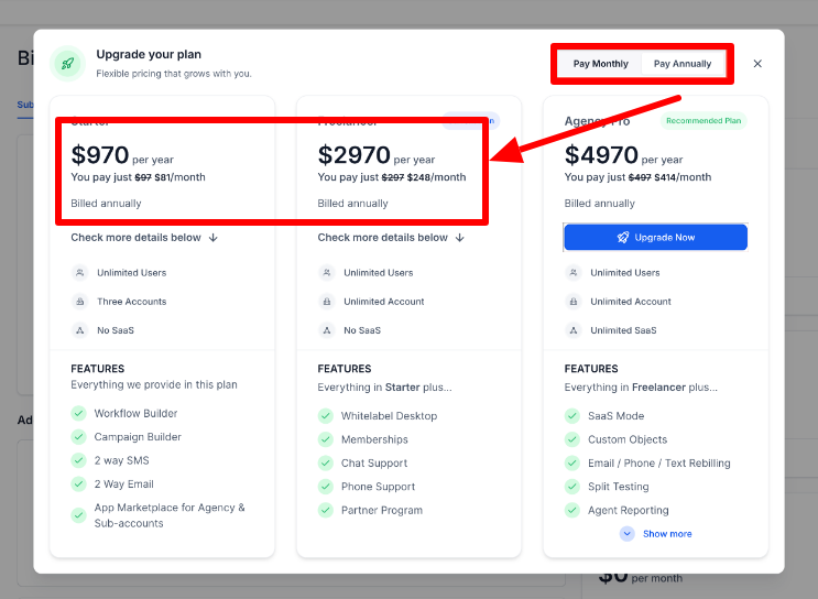 4. Switch from Monthly to Annual Billing
