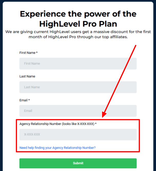 agency relationship number