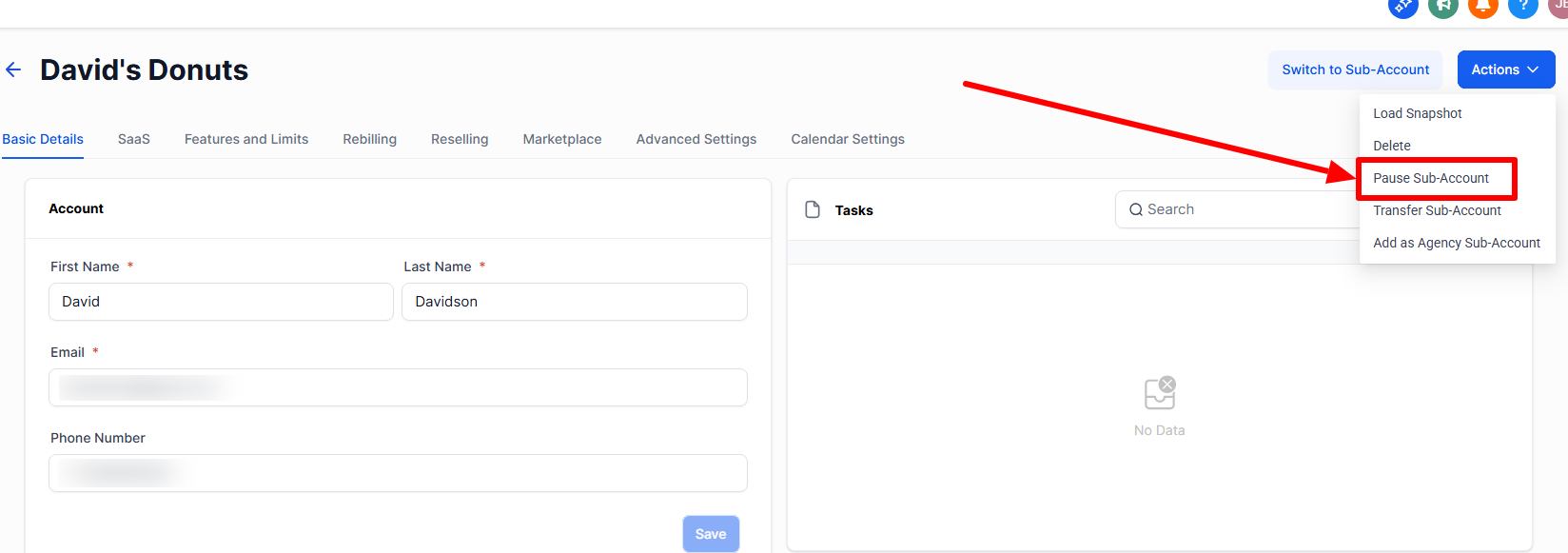 4. Pause and Resume Sub-Accounts